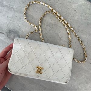Vintage Chanel White Crossbody Purse